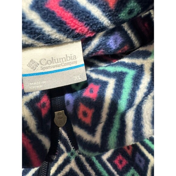 Columbia Polar Fleece Jacket Girls XL Full Zip Aztec Geometric Unique Pattern - Picture 9 of 9